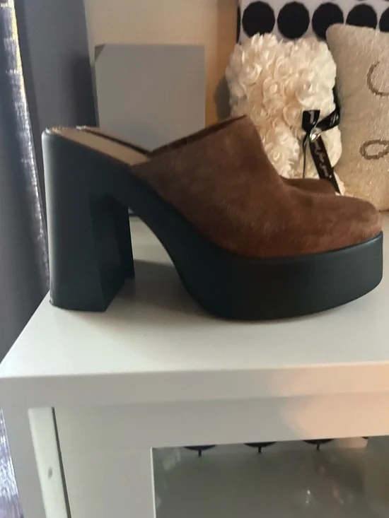 Gianni Bini Brown Suede Platform Clog Mule - Women Shoes - Picture 2 of 4